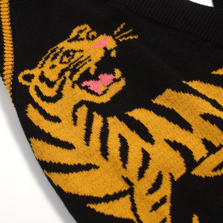 Kvinders sort Animal Jacquard strikvest