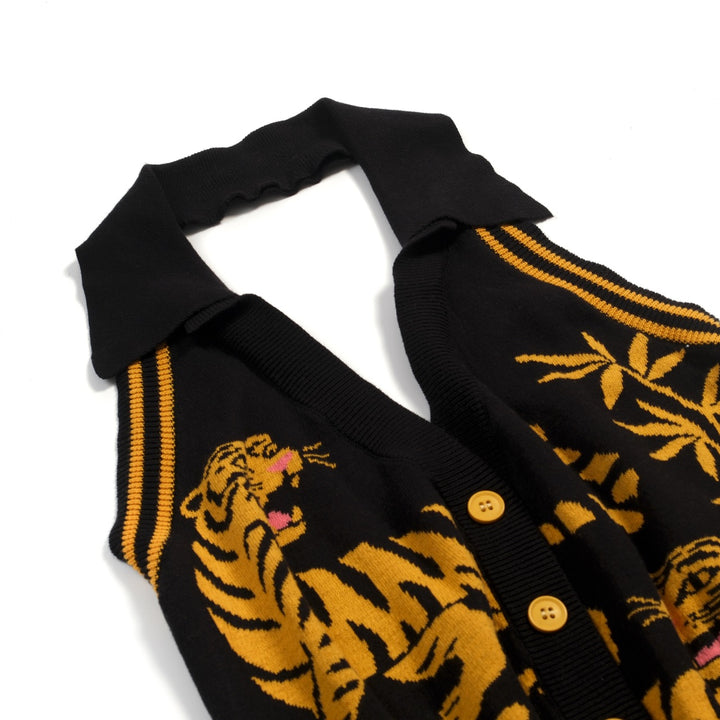 Kvinders sort Animal Jacquard strikvest