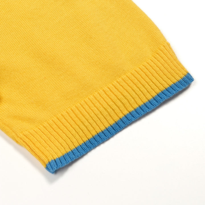Maglietta da donna in maglia jacquard floreale retrò color crema giallo con colletto polo