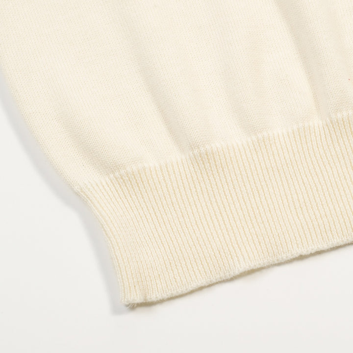 Damernas off-white retro västernstil rundhalsad stickad t-shirt