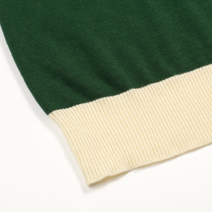 Dames Groene Retro Vogel Jacquard Crewneck Gebreid T-Shirt