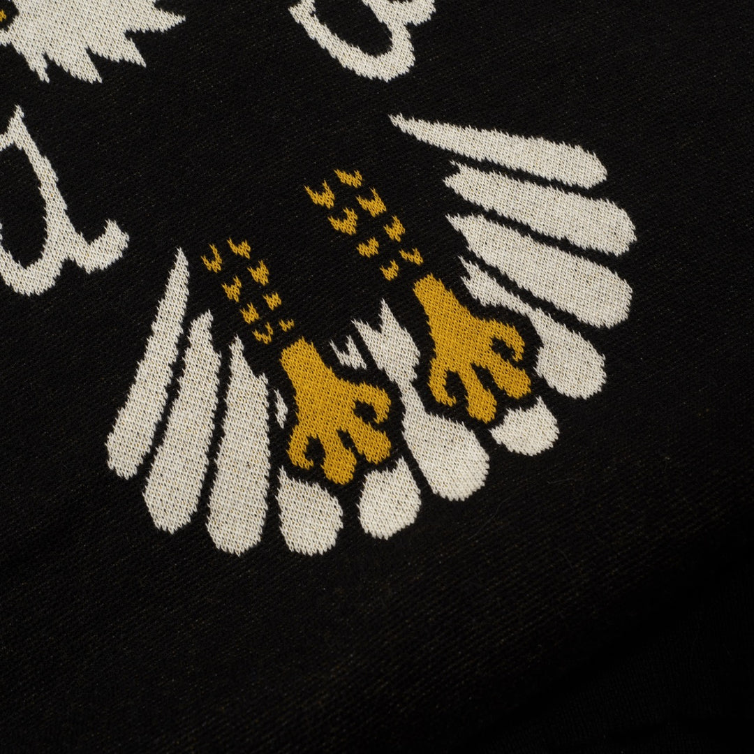 Dame Sort Retro Ørn Jacquard V-hals Strik T-shirt