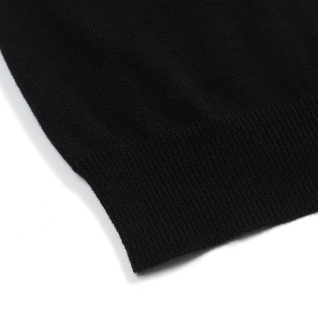 Men's black vintage spotted dog jacquard knitted polo shirt