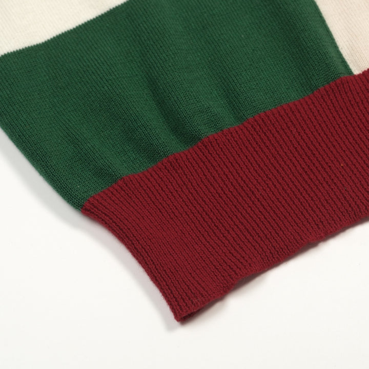 Ανδρικό Πλεκτό Polo Μπλουζάκι με Γεωμετρικό Jacquard και Χρωματικά Μπλοκ 70s