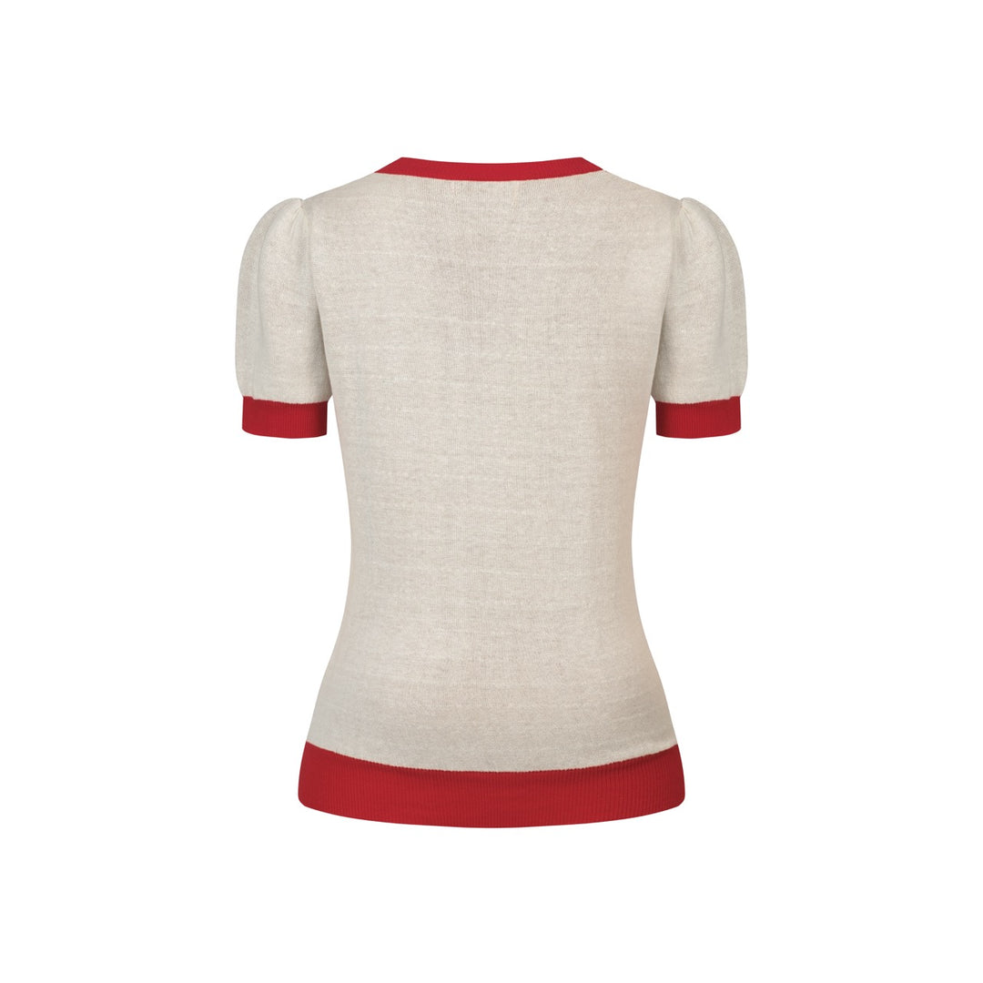 Women's Off-White Retro Tropical Resort Style Knitted T-Shirt