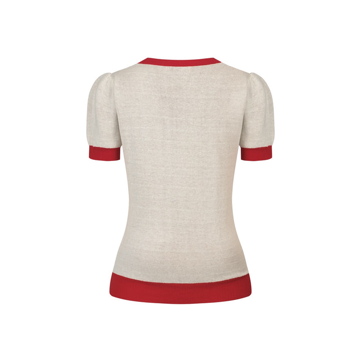 Women's Off-White Retro Tropical Resort Style Knitted T-Shirt