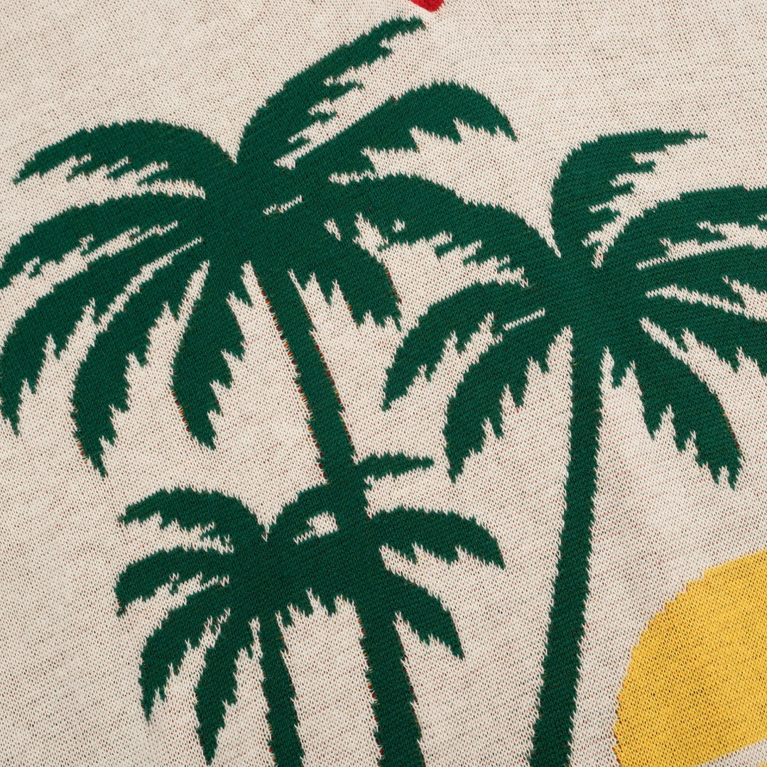 Women's Off-White Retro Tropical Resort Style Knitted T-Shirt