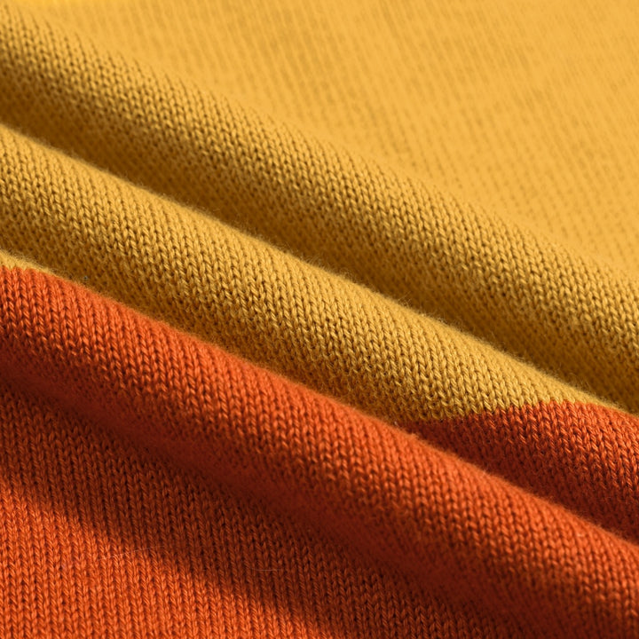 Women's Brown Retro Striped Pocket Crew Neck Knit T-Shirt