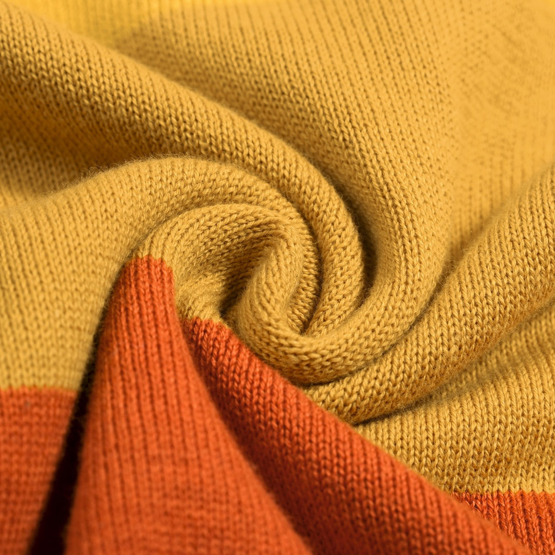 Women's Brown Retro Striped Pocket Crew Neck Knit T-Shirt