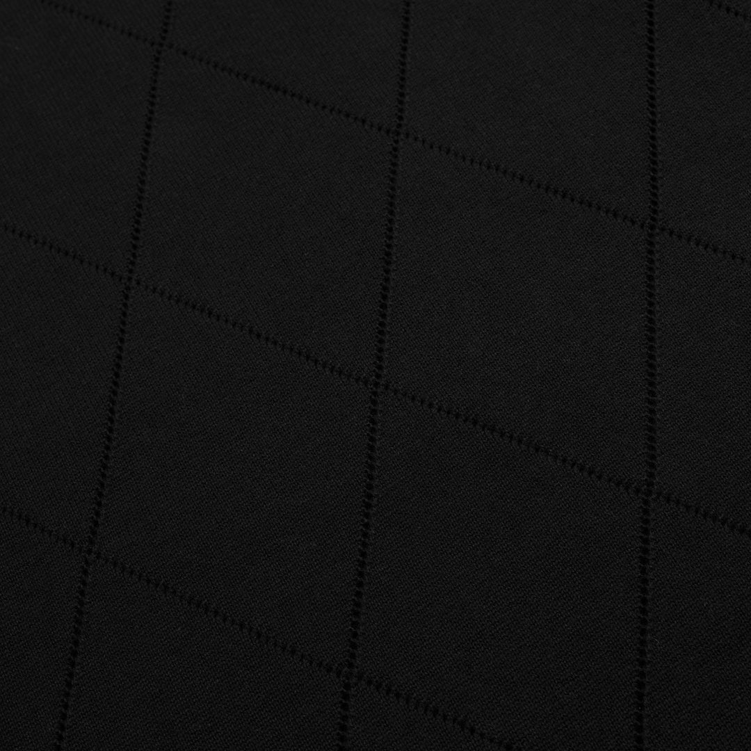 T-shirt en maille noir rétro simple à col rond ajouré pour femme