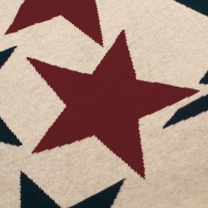 T-shirt Femme Star Jacquard Tricot Épaules Descendantes - Longueur Cropped