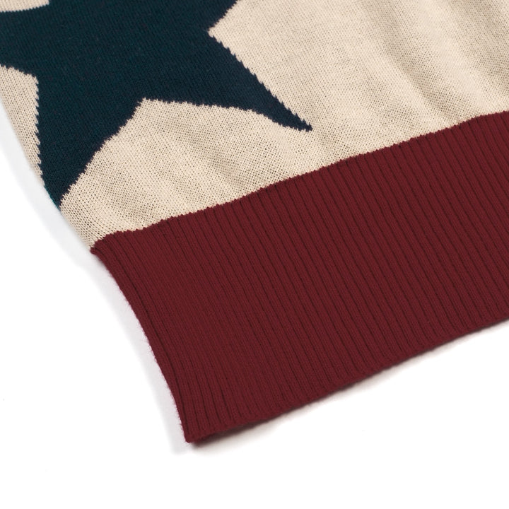 T-shirt Femme Star Jacquard Tricot Épaules Descendantes - Longueur Cropped