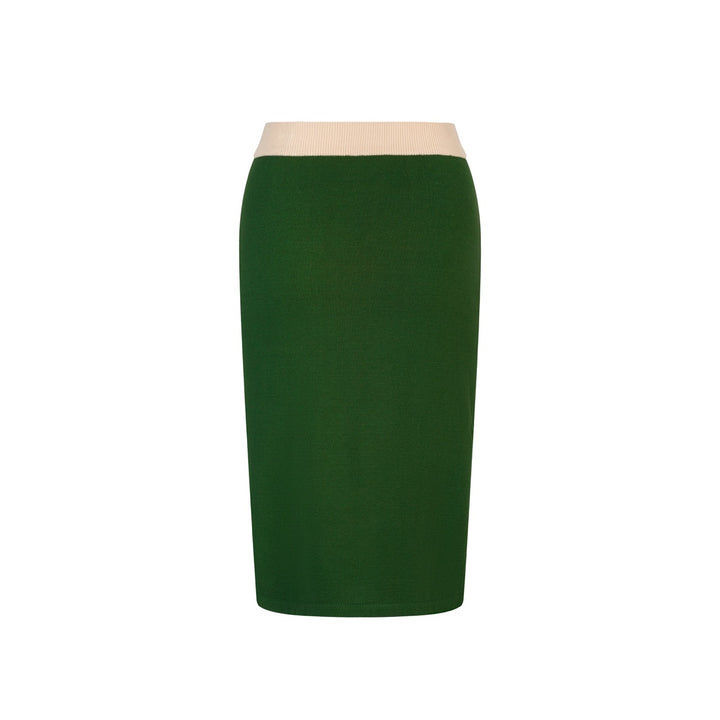 Ensemble robe débardeur en maille jacquard à motif courbé rétro vert pour femme