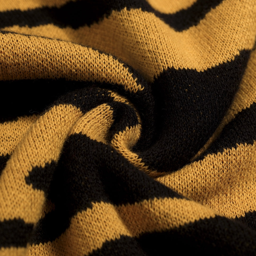 Ensemble robe débardeur et cardigan jacquard jaune rétro à motif tigre pour femme