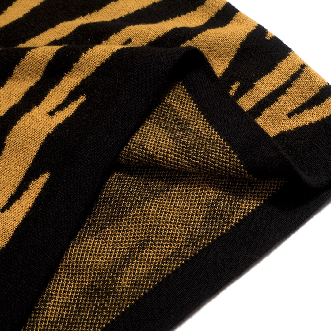 Ensemble robe débardeur et cardigan jacquard jaune rétro à motif tigre pour femme