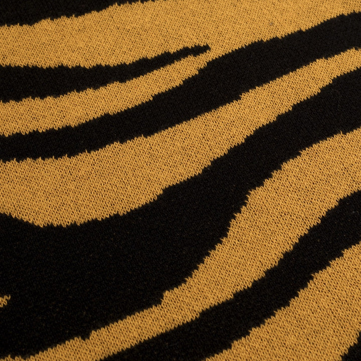 Ensemble robe débardeur et cardigan jacquard jaune rétro à motif tigre pour femme