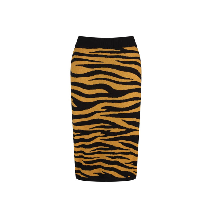 Ensemble robe débardeur et cardigan jacquard jaune rétro à motif tigre pour femme