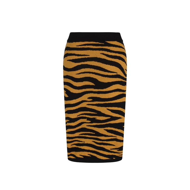Ensemble robe débardeur et cardigan jacquard jaune rétro à motif tigre pour femme