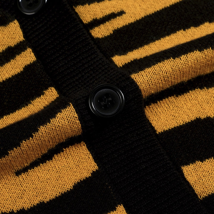 Ensemble robe débardeur et cardigan jacquard jaune rétro à motif tigre pour femme