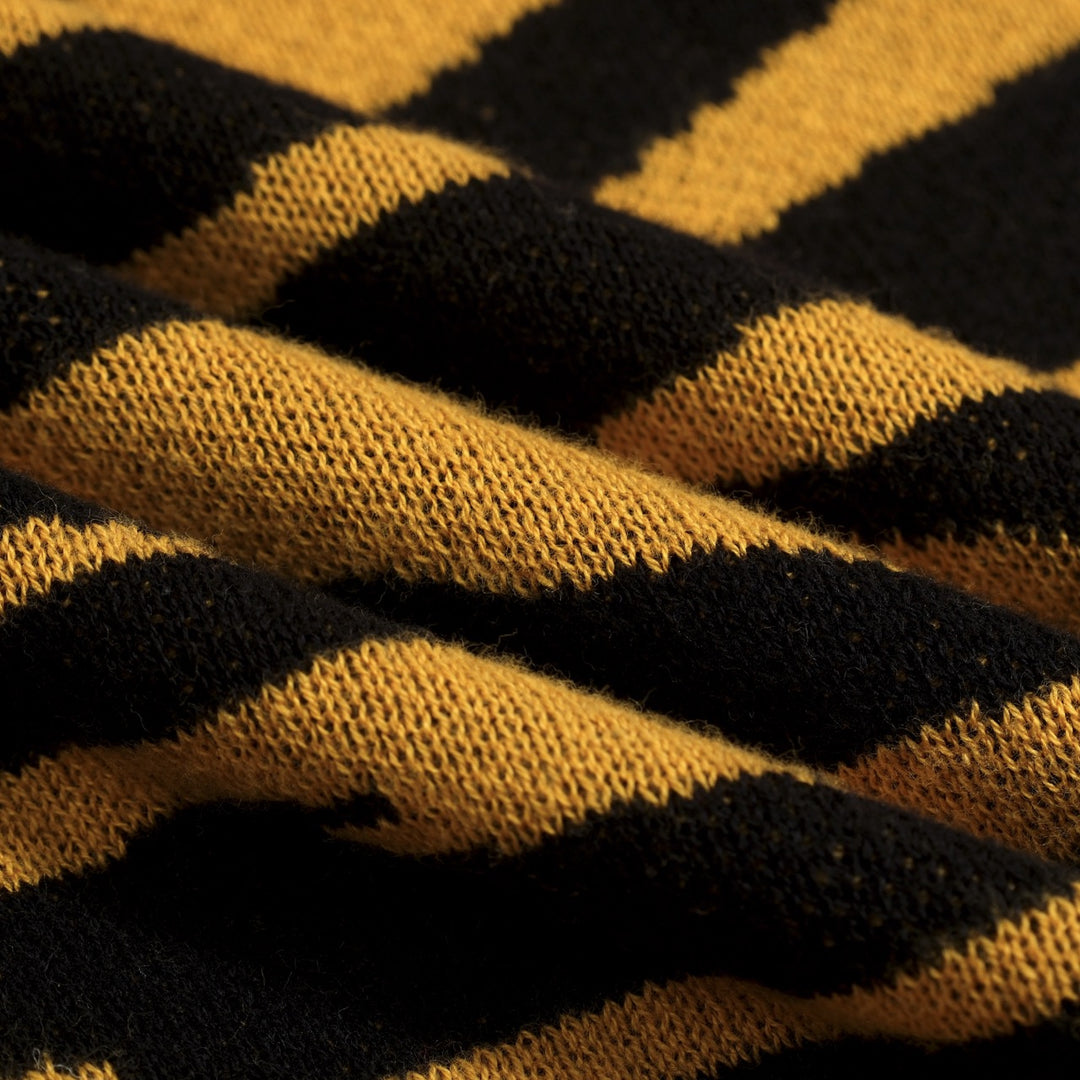 Ensemble robe débardeur et cardigan jacquard jaune rétro à motif tigre pour femme