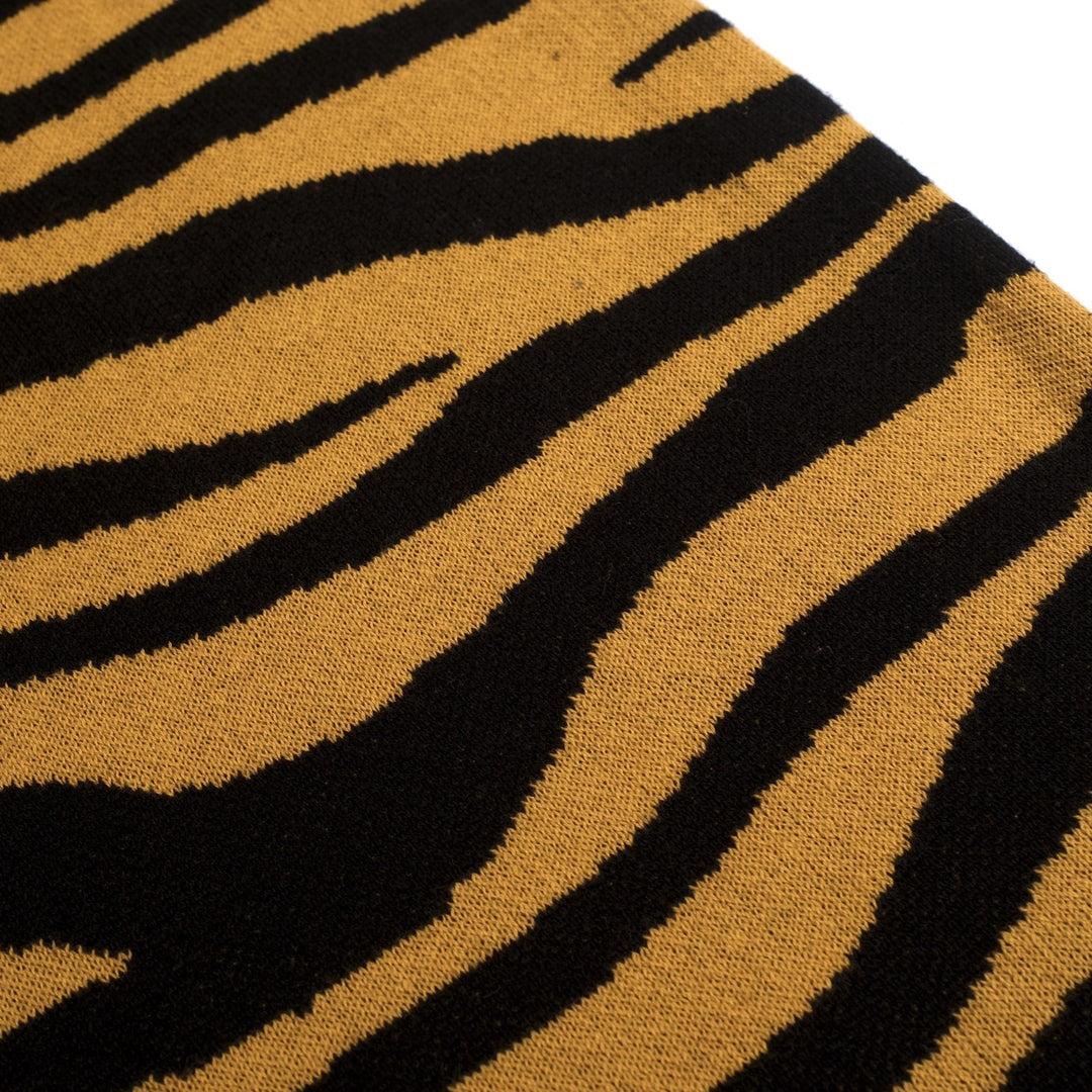 Ensemble robe débardeur et cardigan jacquard jaune rétro à motif tigre pour femme