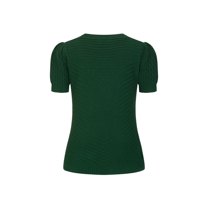 Maglietta Verde da Donna Anni '70 Minimalista con Maniche a Palloncino in Maglia