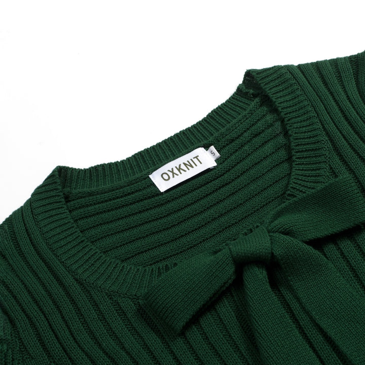 Maglietta Verde da Donna Anni '70 Minimalista con Maniche a Palloncino in Maglia