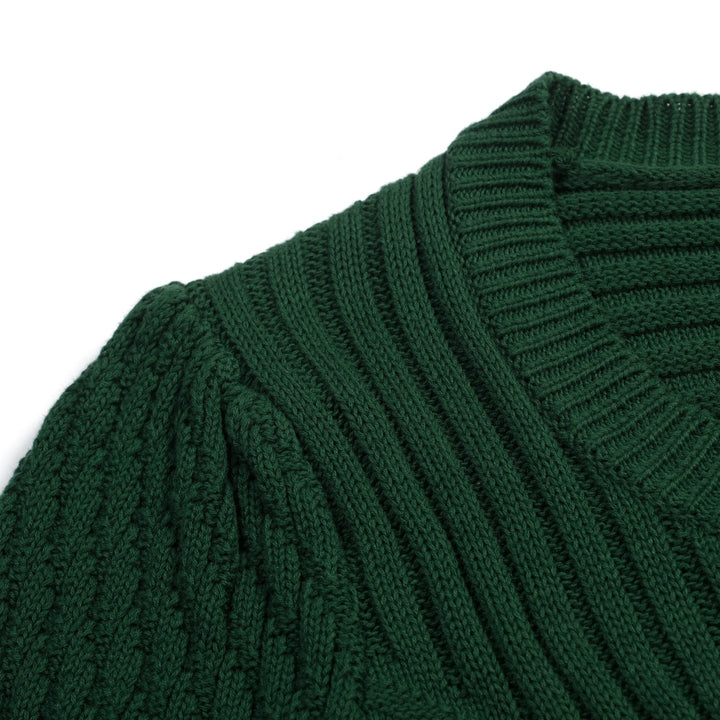 Maglietta Verde da Donna Anni '70 Minimalista con Maniche a Palloncino in Maglia
