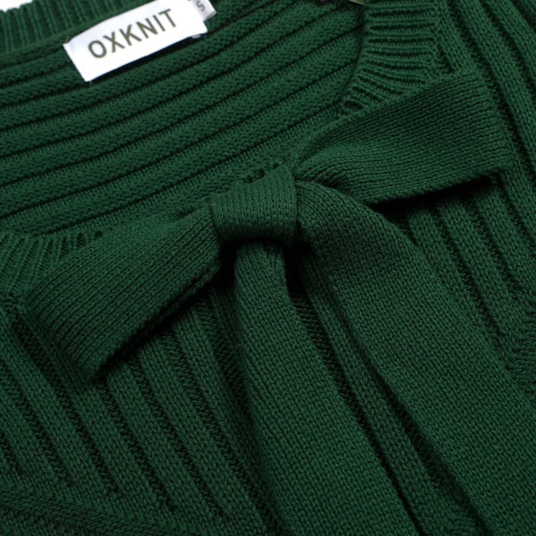 Maglietta Verde da Donna Anni '70 Minimalista con Maniche a Palloncino in Maglia
