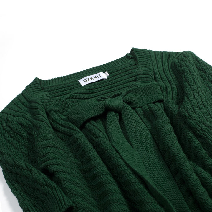 Maglietta Verde da Donna Anni '70 Minimalista con Maniche a Palloncino in Maglia