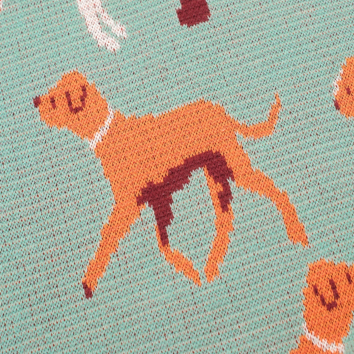 Maglietta Verde da Donna con Cane Retrò Divertente in Maglia Jacquard