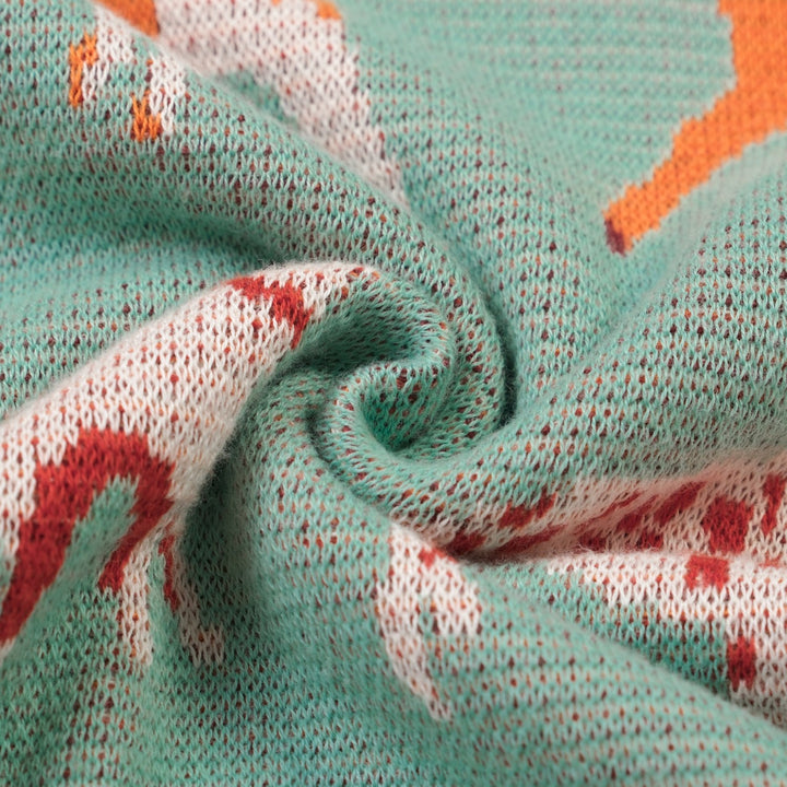 Maglietta Verde da Donna con Cane Retrò Divertente in Maglia Jacquard