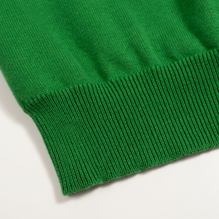 Women's Green 70s Floral Puff Sleeve Jacquard Knit T-Shirt