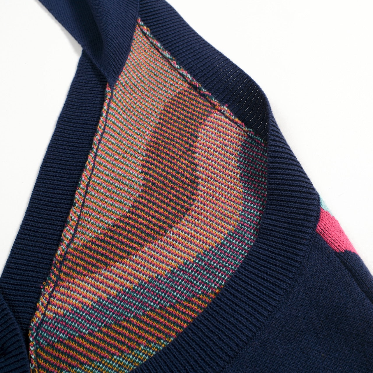 Women's Navy Retro Colorful Striped Jacquard Halter Knit Vest – OXKnit