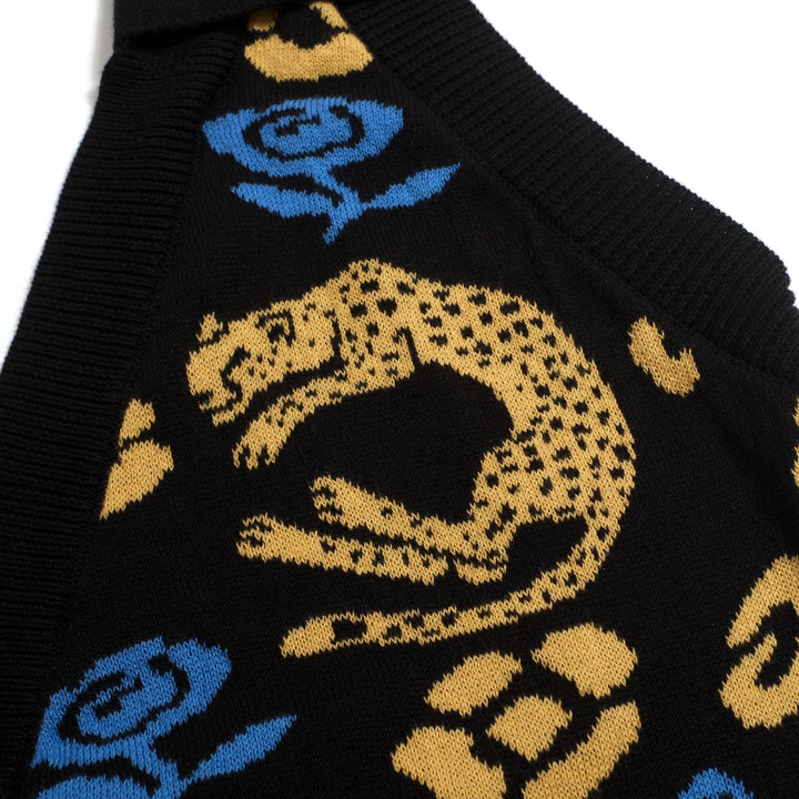 Women's Black 70s Bohemian Art Jacquard Halter Knit Vest