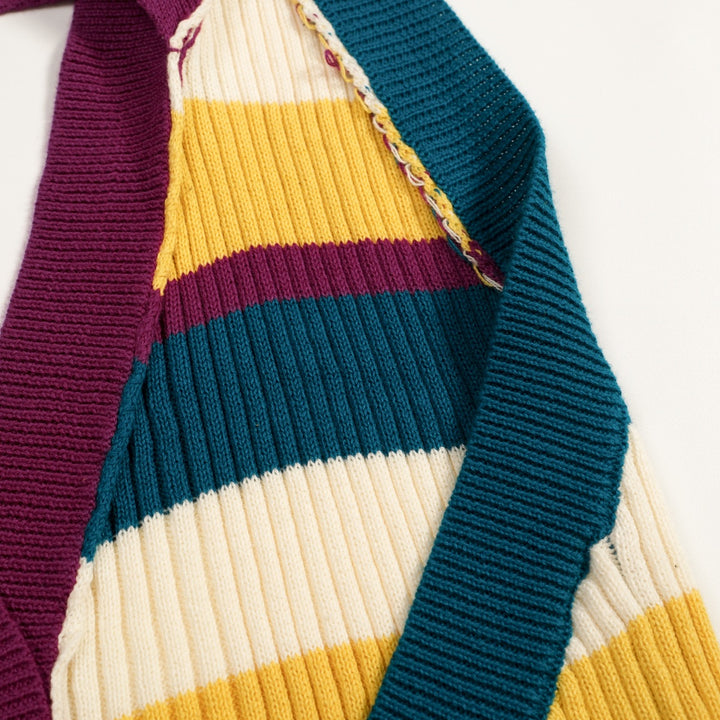 Women's 70s Colorful Striped Art Jacquard Halter Knit Vest