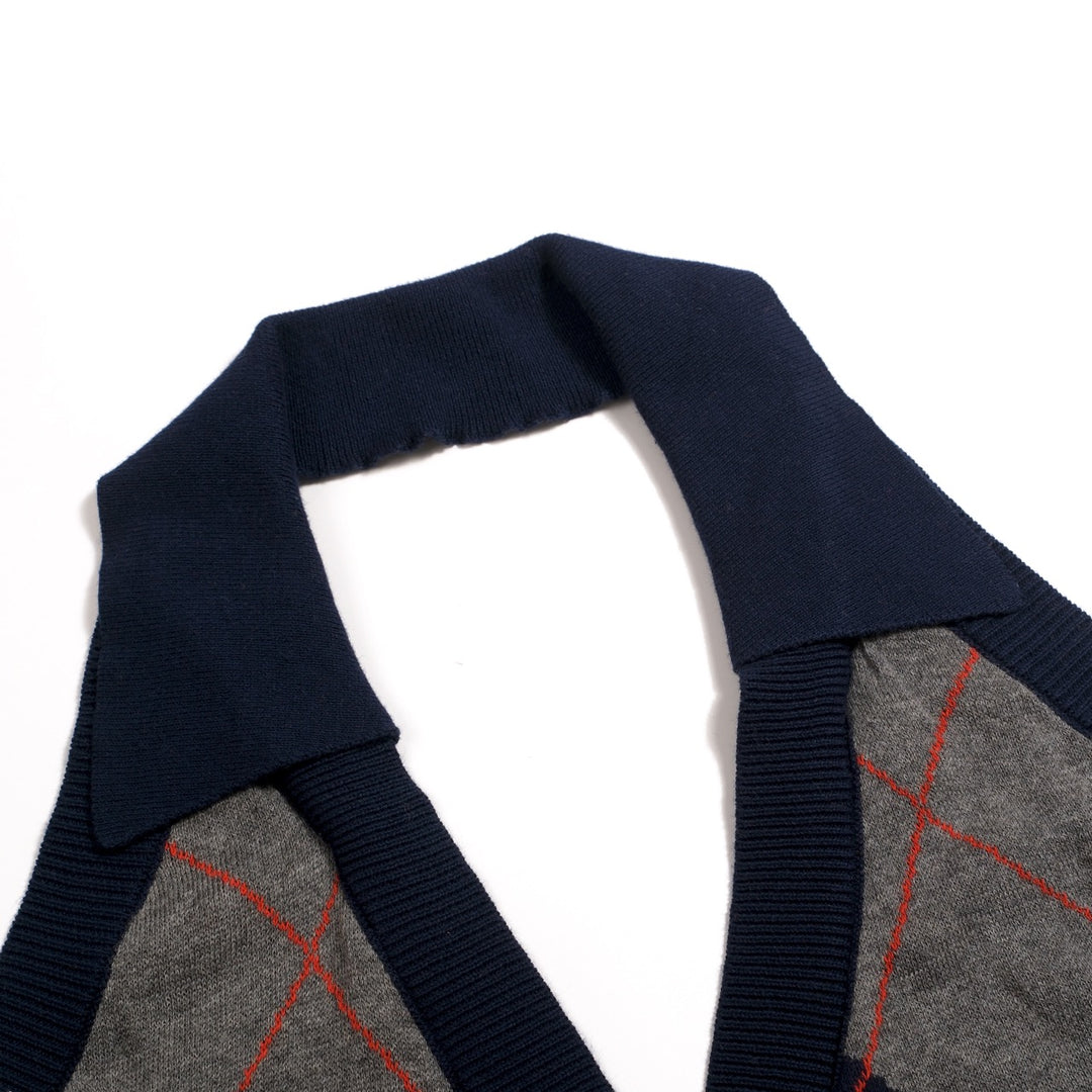 Women's Dark Blue 70s Classic Collegiate Halter Knit Vest