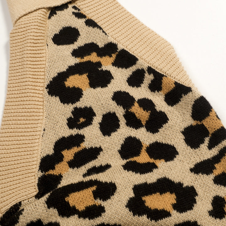 Women's Light Khaki 70s Leopard Jacquard Halter Knit Vest