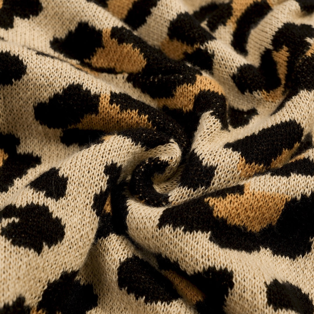 Women's Light Khaki 70s Leopard Jacquard Halter Knit Vest