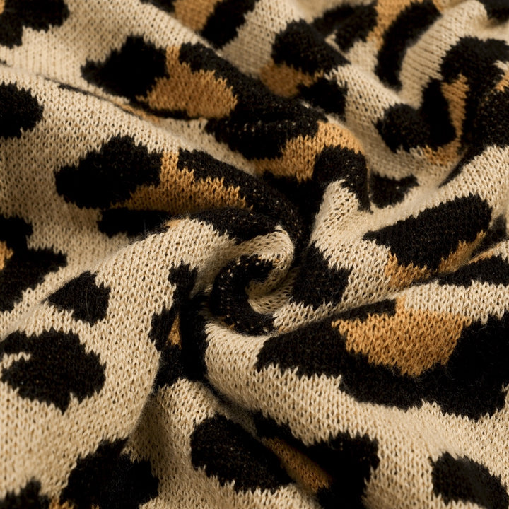 Women's Light Khaki 70s Leopard Jacquard Halter Knit Vest