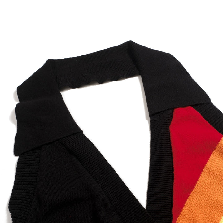 Women's Black Retro Pop Rainbow Halter Knit Vest