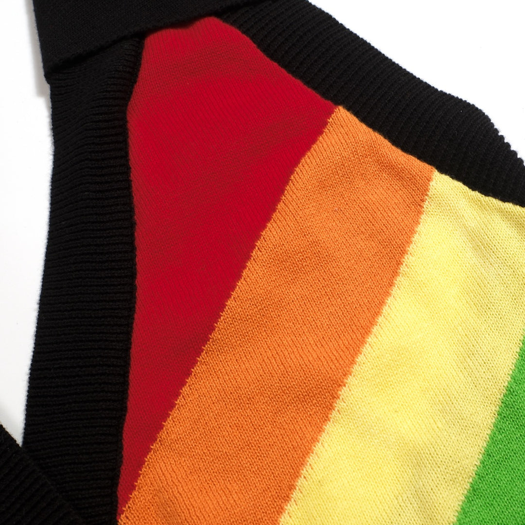 Women's Black Retro Pop Rainbow Halter Knit Vest