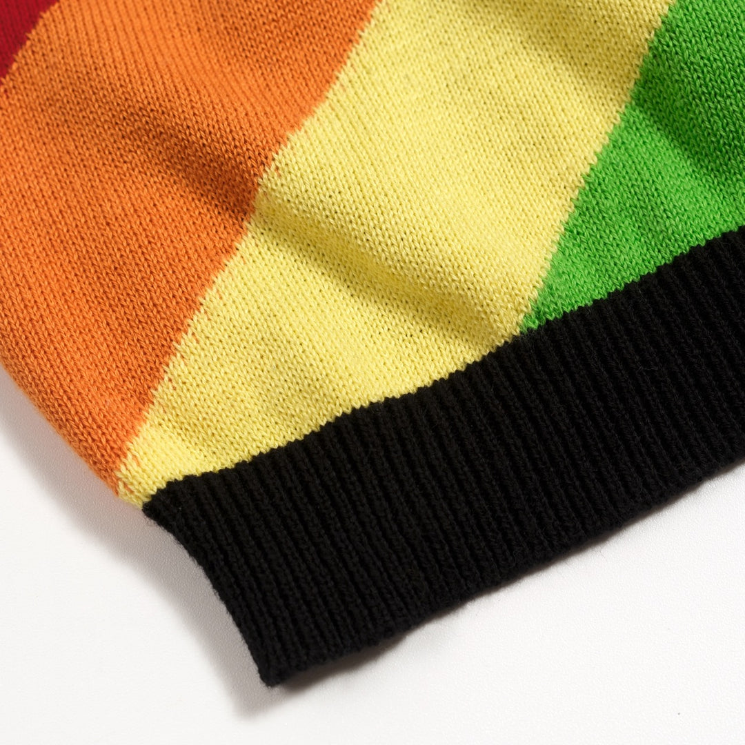 Women's Black Retro Pop Rainbow Halter Knit Vest