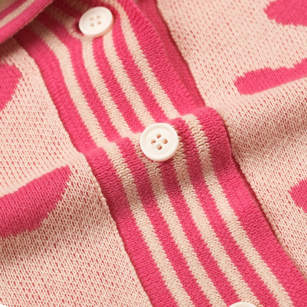 Dame Aprikos Fransk Hjerte Sløjfe Strik Cardigan T-shirt - Kort Længde