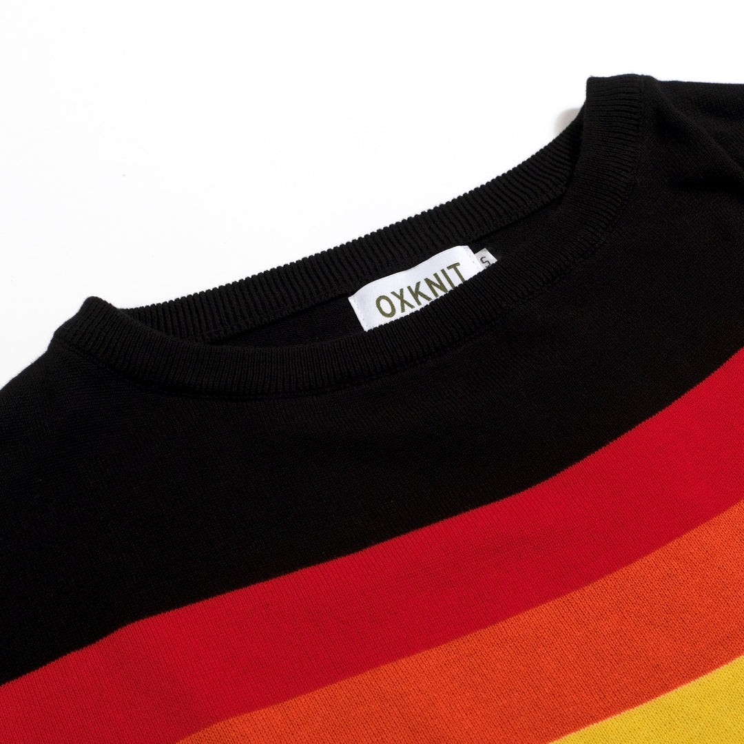 Women's Black Retro Pop Sporty Batwing Sleeve Knit T-Shirt