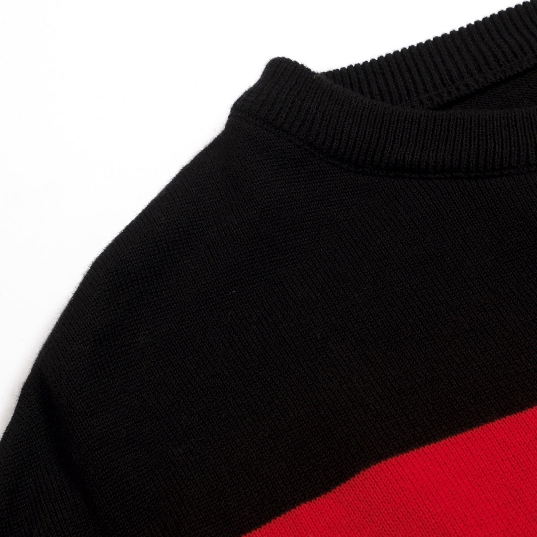 Women's Black Retro Pop Sporty Batwing Sleeve Knit T-Shirt