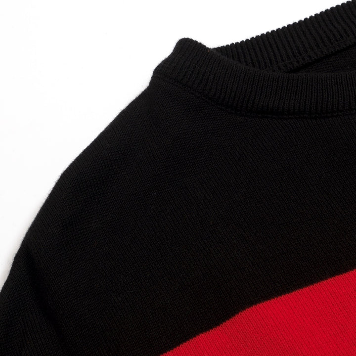 Women's Black Retro Pop Sporty Batwing Sleeve Knit T-Shirt