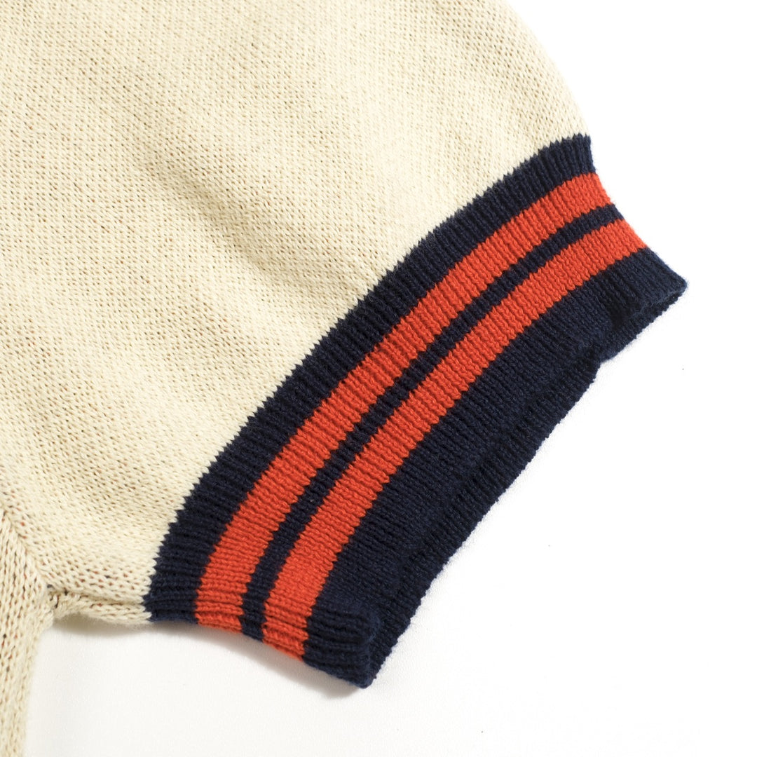Heren Apricot Retro Safari Resort Stijl Polo Kraag Gebreid Vest T-Shirt