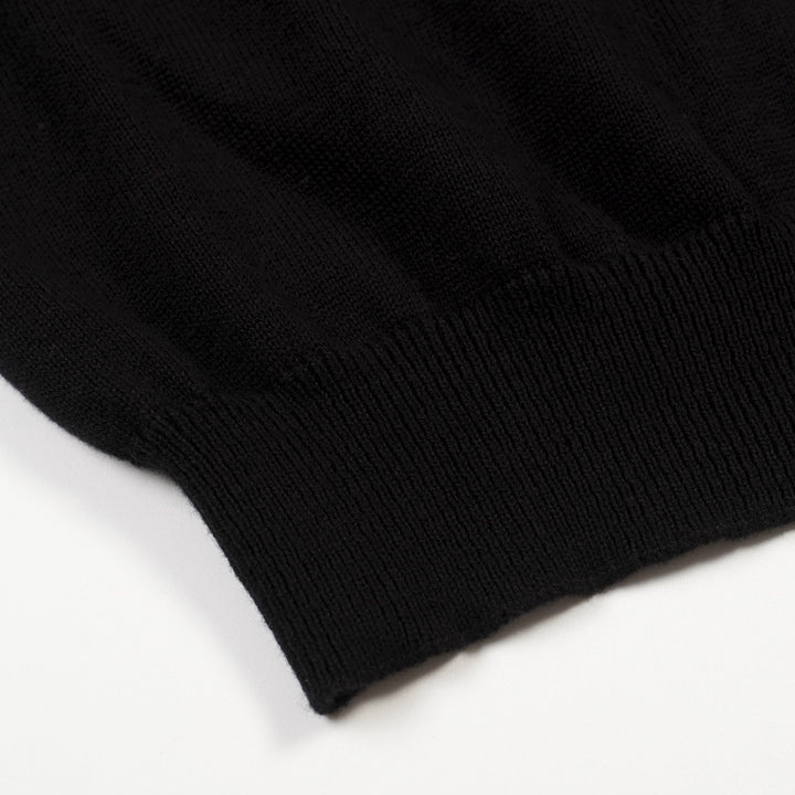Men's Black Retro Minimalist Bird Embroidery Crewneck Knit T-Shirt
