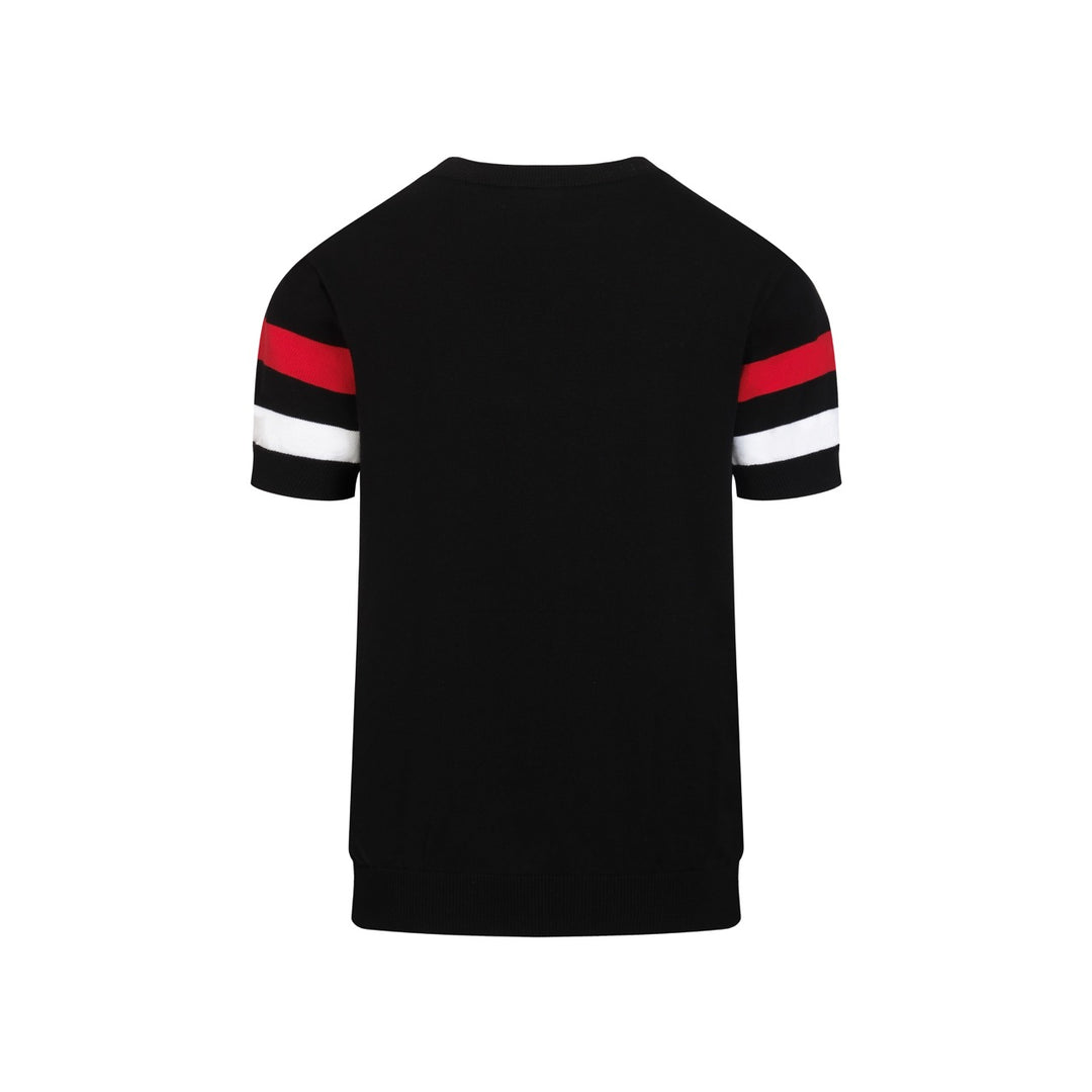 Men's Black Retro Minimalist Bird Embroidery Crewneck Knit T-Shirt